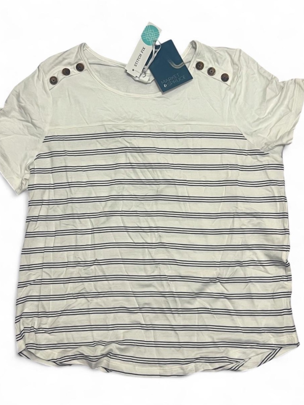 NWT Market & Spruce White and Blue Striped Women’s Top